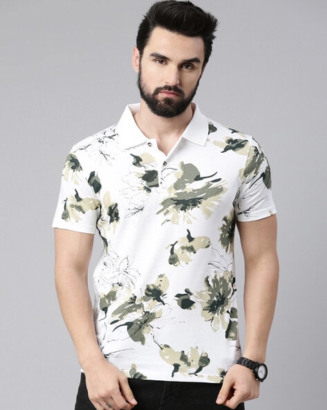 Regular Fit Floral Print Polo T-Shirt