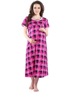 piu Checked Maternity Nightie-picture-45