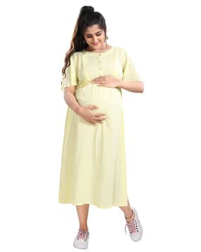 Round-Neck Maternity A-Line Dress-image-22