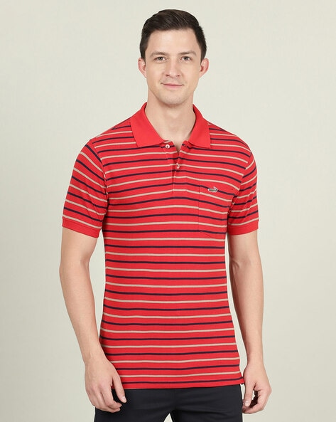 Crocodile Striped Slim Fit Polo T-Shirt