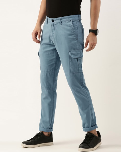 Flat-Front Mid-Rise Cargo Pants