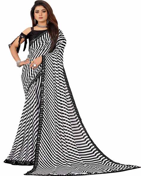 Dream Crushers Women's Sarees Georgette Zebra Printed Pattern Blouse piece