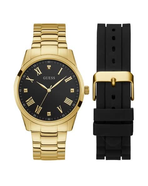 Buy GUESS GW0235G1 Analogue Watch Strap Set Black Gold-Toned