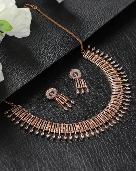 New Fancy Rose Gold necklace Jewellery Set