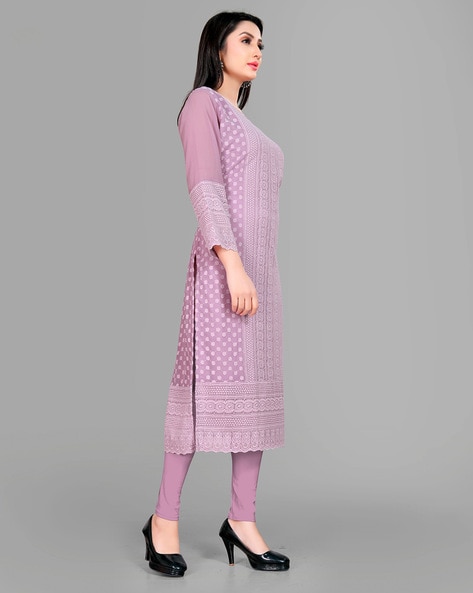 Buy online Purple & Pink Flora Print Georgette Kurti from Kurta Kurtis for  Women by Fashion205 for ₹1560 at 0% off