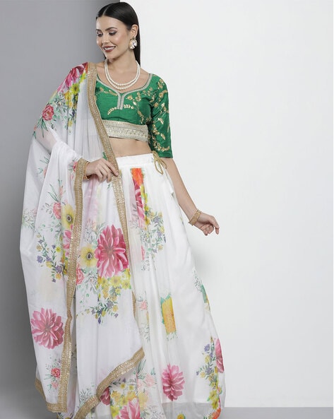 White And Green Heavy Designer Embroidered Work Traditional/Festive Special  Lehenga Choli - Indian Heavy Anarkali Lehenga Gowns Sharara Sarees  Pakistani Dresses in USA/UK/Canada/UAE - IndiaBoulevard