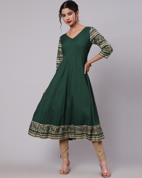 Aks V-Neck Anarkali Kurta