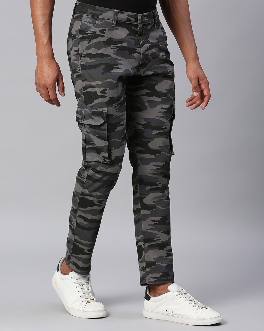 Mens Splash Ink Street Cargo Camo Pants Flare Bell Trouser Pocket Tactical  Pants | eBay