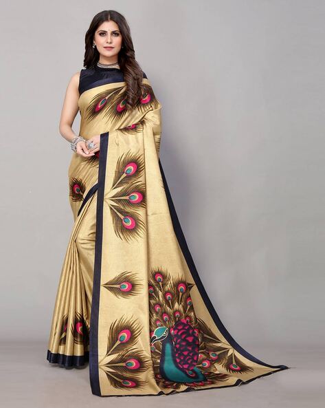 Vishal Prints Multi Digital Print Chiffon Saree With Foil Print And Ta