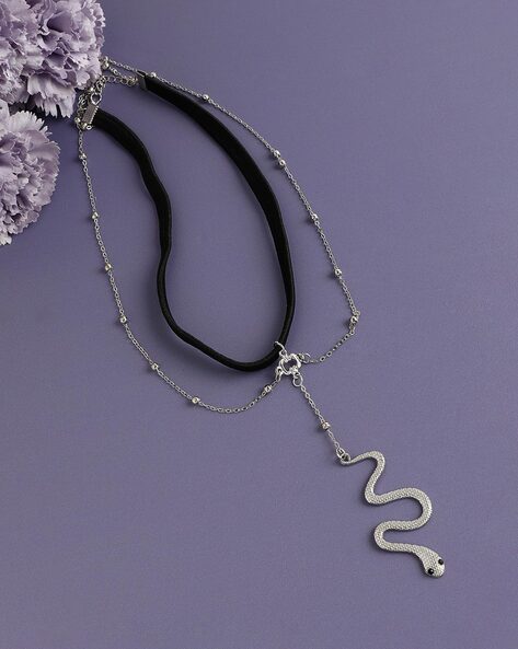 Sterling Silver 18 Inch Ouroboros Snake Necklace - Desert Rose