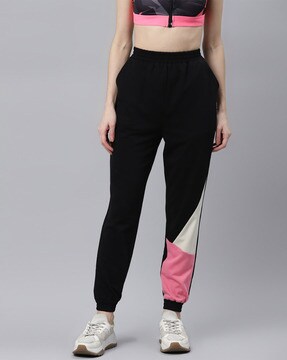 Laabha Solid Mid Rise Flared Track Pants Black 