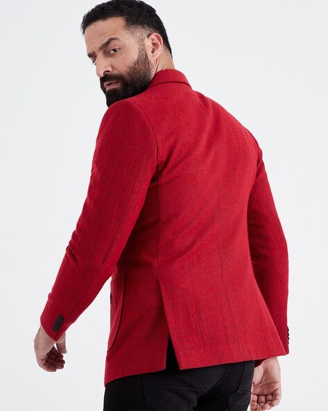 Mens red wool on sale blazer