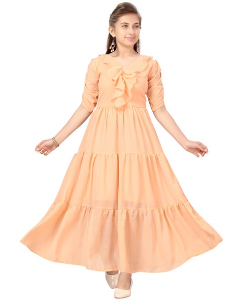 Buy Peach Dresses & Frocks for Girls by AARIKA GIRLS ETHNIC Online |  Ajio.com