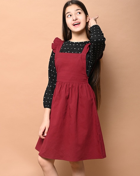 Polka dot shop dungaree dress