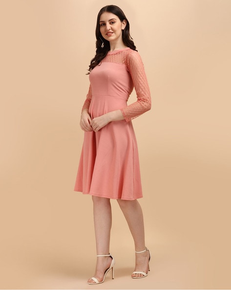 Peach color one piece hot sale dress