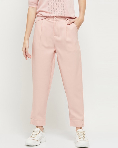 Buy Blush Pink Trousers & Pants for Women by Fyre Rose Online | Ajio.com