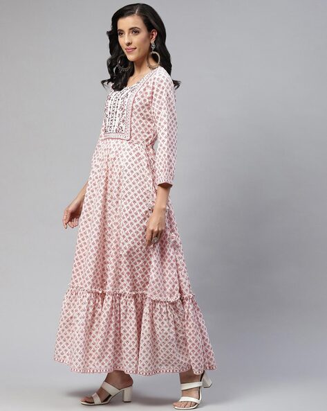 Block Block Print Dress Indian Green floral print Maxi Dress –  pacificexportsimports
