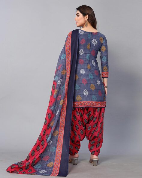 Buy Grey Dress Material for Women by SATRANI Online