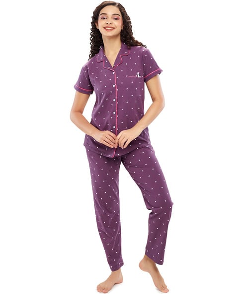 Micro Print T-shirt Pyjama Set
