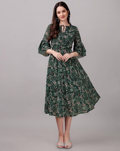 Buy Green Dresses for Women by HARPA Online | Ajio.com