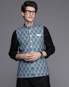Printed Nehru Jacket-image-4