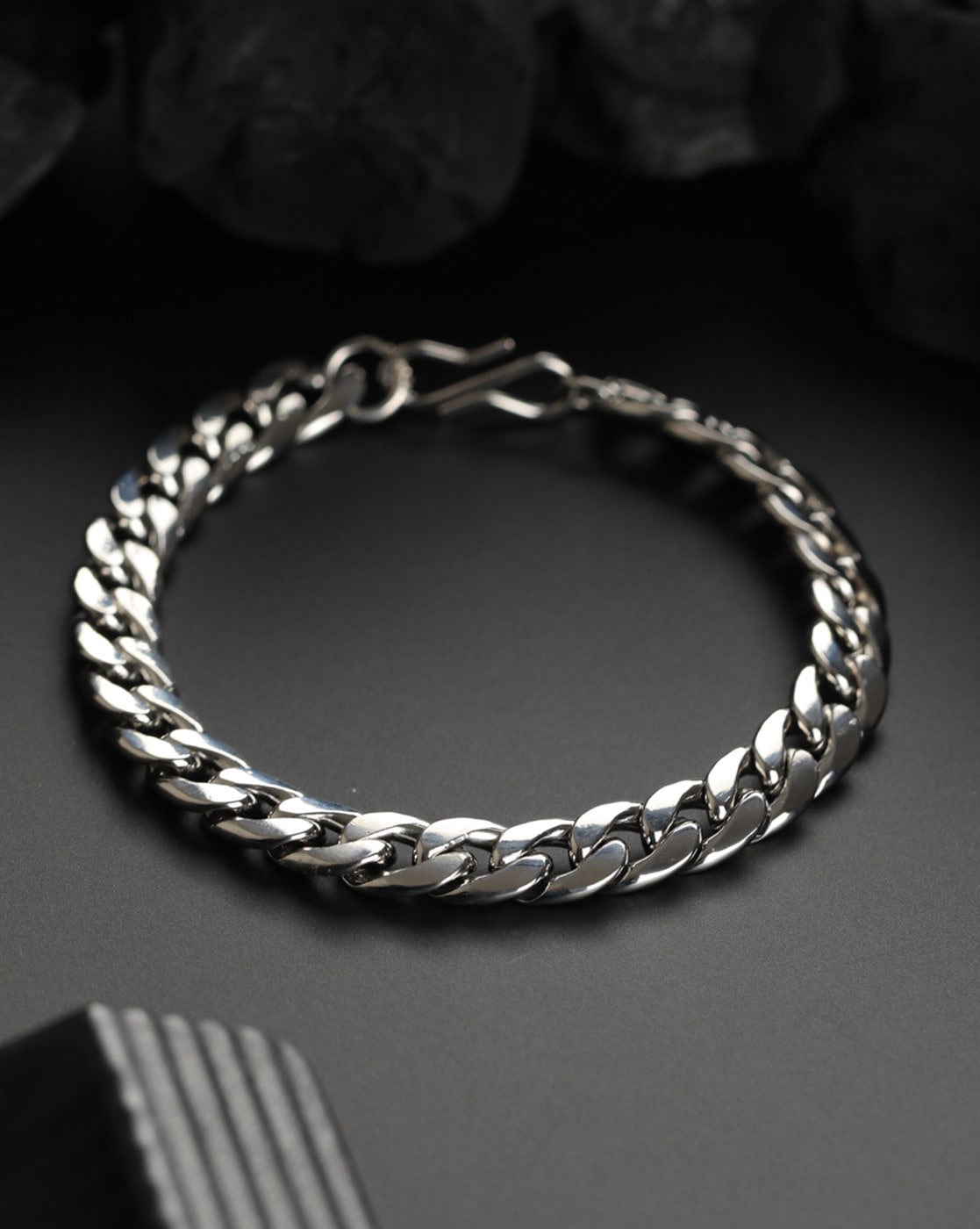 Silver Curb Chain Bracelet with a Hook Clasp  Silvertraits