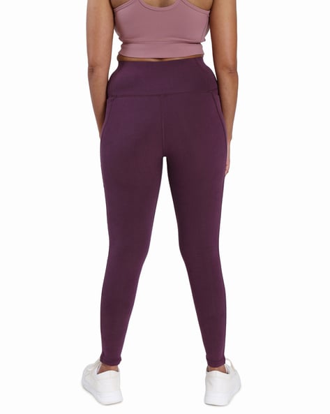 Buy Blissclub Women Lavender Groove-In Cotton Leggings with Adjustable  Inner Drawcord and Side Pockets online