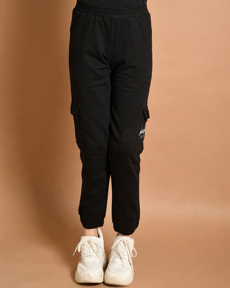 Girls Black Parachute Cuffed Cargo Trousers | New Look