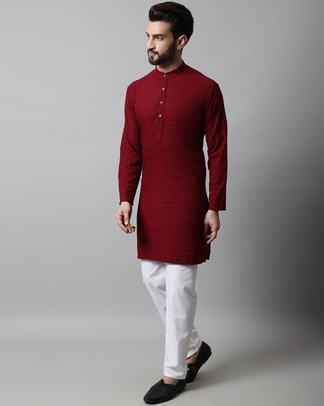 Buy Maroon White 2 Piece Ethnic Suit for Men by JOMPERS Online Ajio