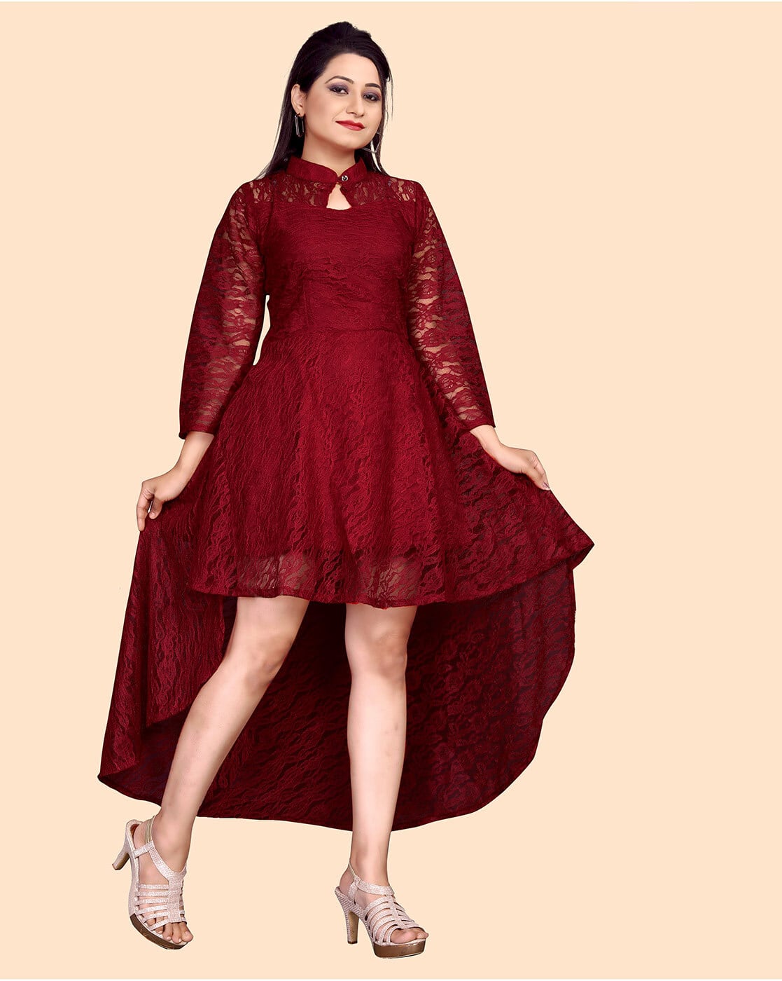 Buy ZELZIS Lace Fit & Flare Dress Online | Ajio.com