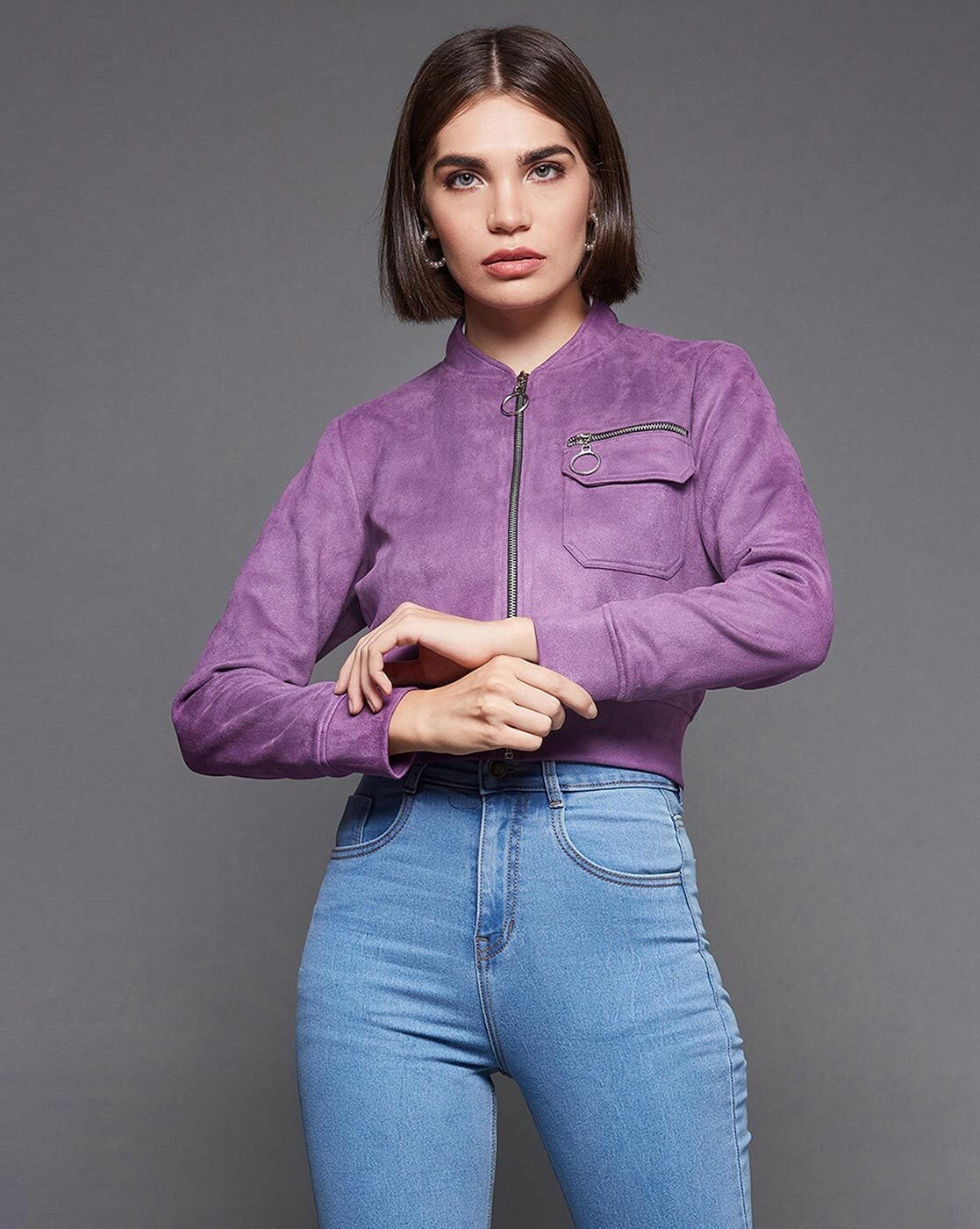 Purple on sale cropped jacket