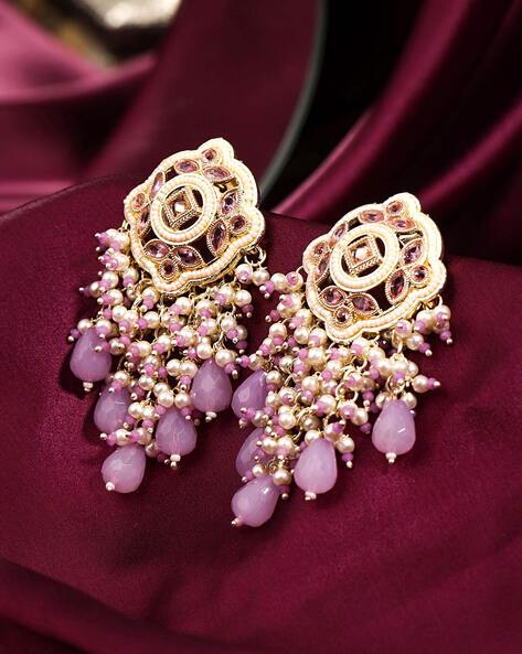 Buy Rose Gold Sparkle Pearl Diamond Large Beaded Earrings Studs Online in  India  Etsy