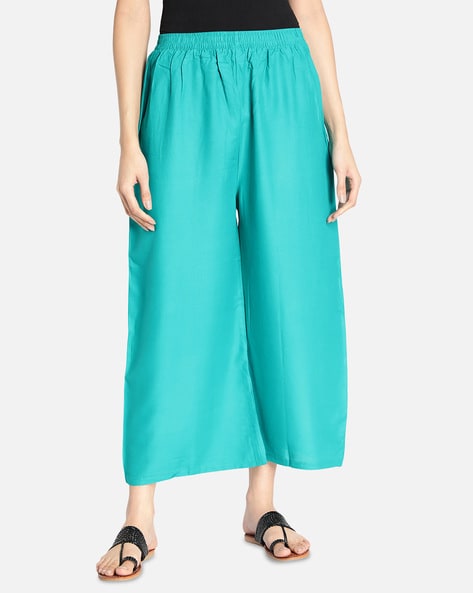 Solid Palazzos with Elasticated Waistband Price in India