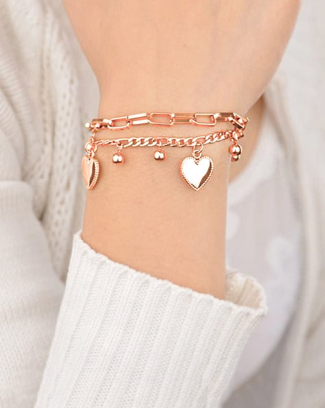 925 Silver Heart Charm Bracelet Online Jewellery Shopping India | Dishis  Designer Jewellery