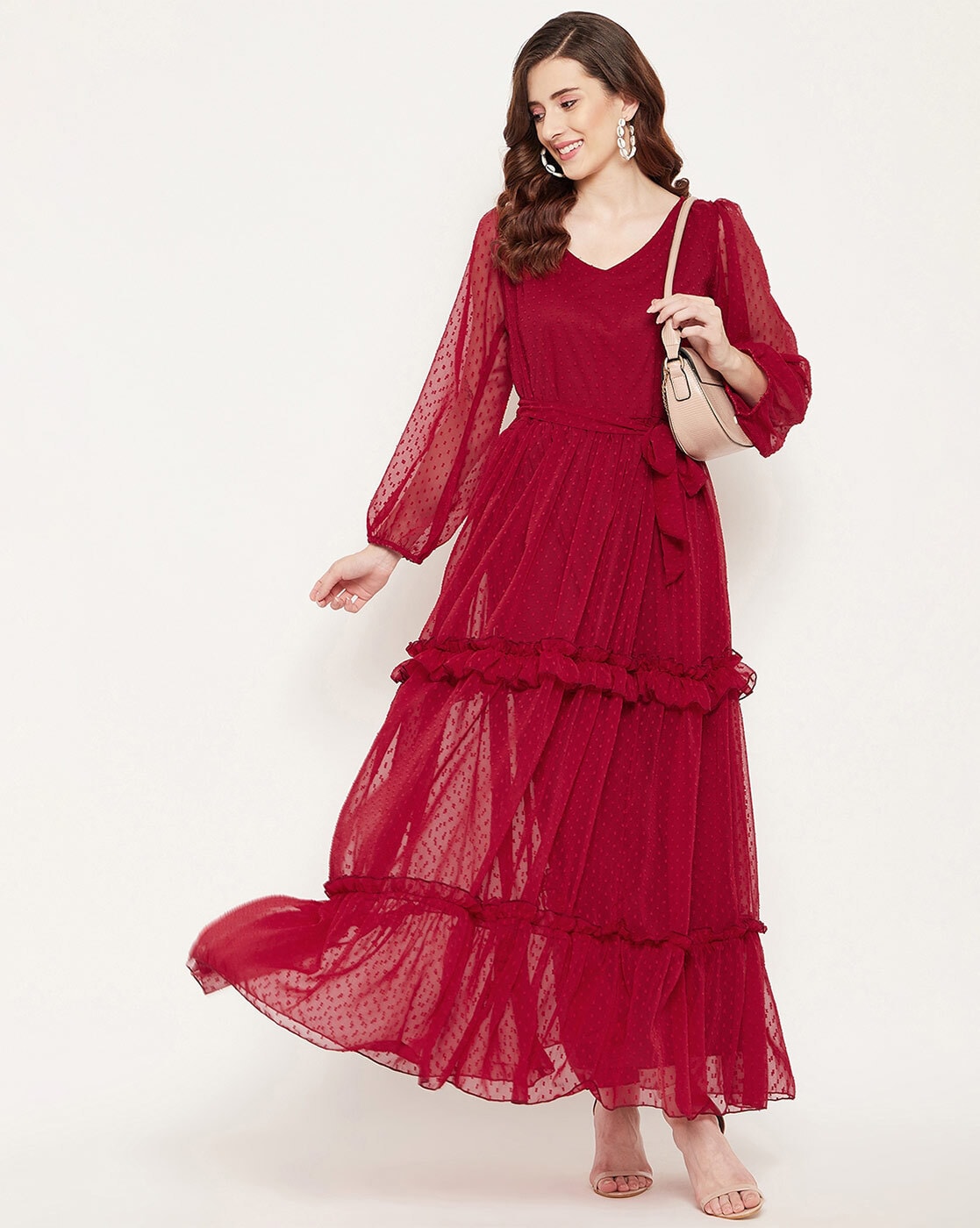 Buy Julee Girls Net Embroidered Gown Dress (Red-Black_280) Online at Best  Prices in India - JioMart.