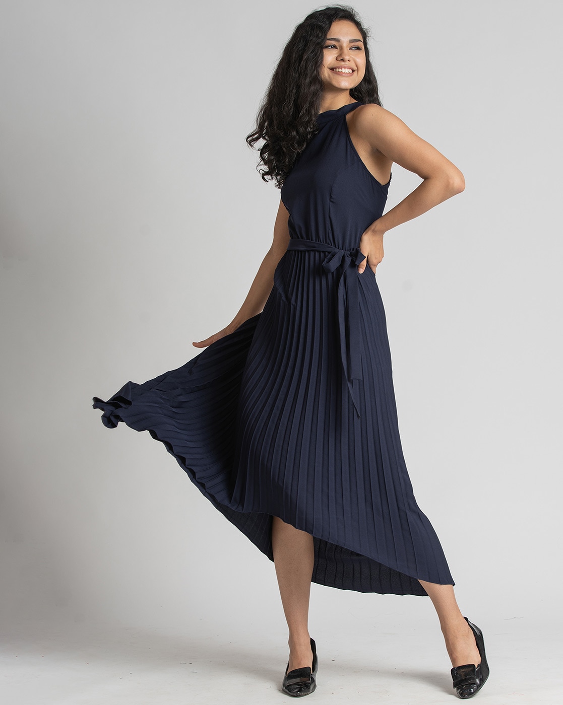 Oasis megan sale midi dress navy