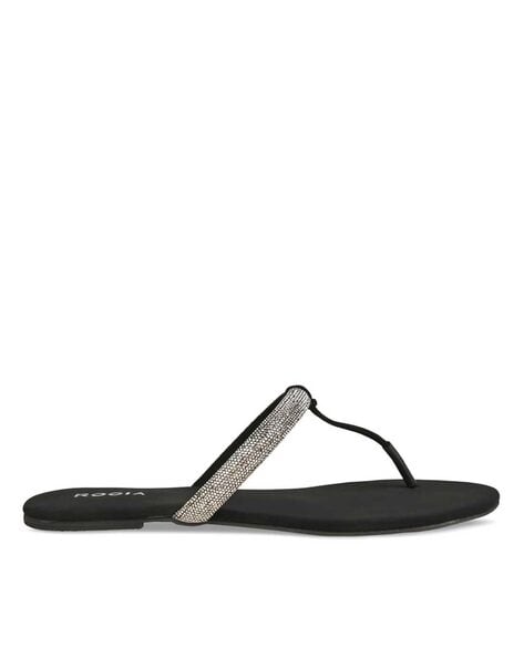 Black diamante best sale flip flops