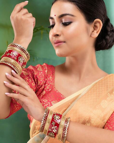 Buy Bridal Jadau Bracelet, Traditional Indian Jewelry, Boho-chic Wristwear,  Rajputi Jewelry, Kundan Polki, Festive Wear Gifts for Women Pakistan Online  in India - Etsy