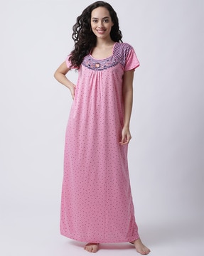 Floral Cotton Nighty (Pink) @ Rs 450