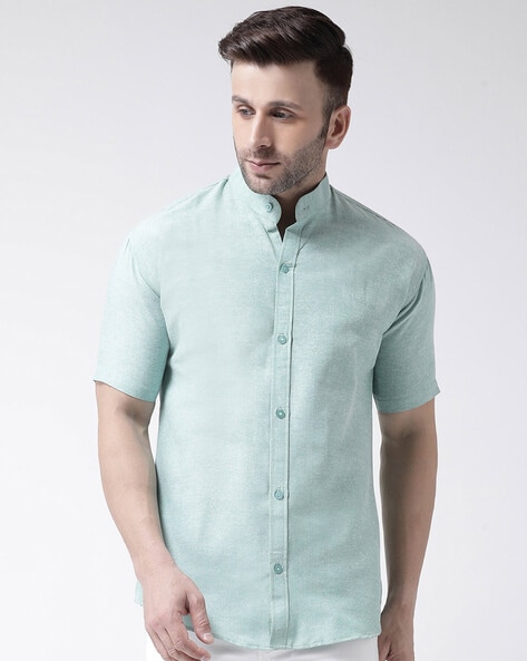 slim fit mandarin collar shirt