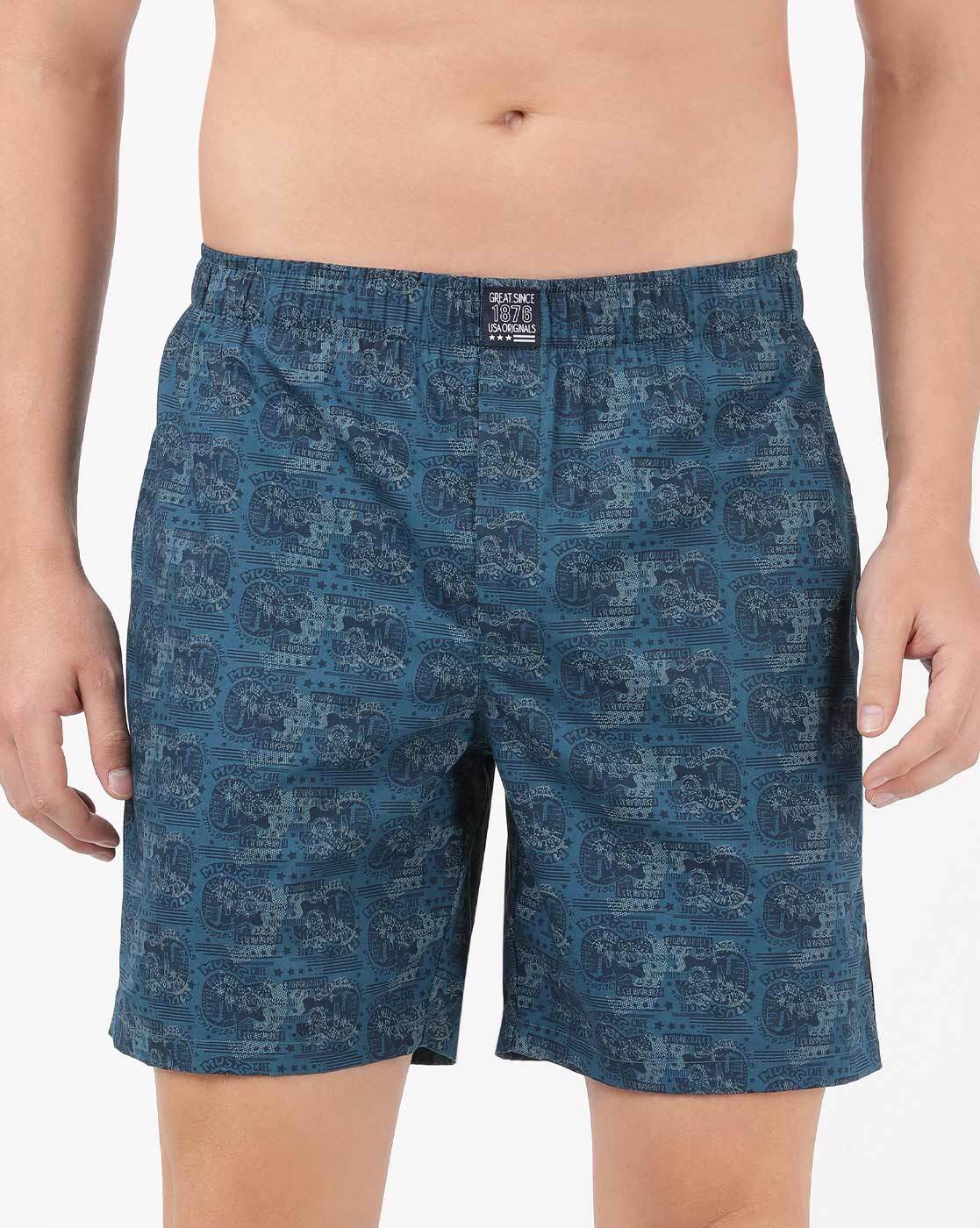 Buy Men's Super Combed Mercerized Cotton Woven Printed Boxer Shorts with  Side Pocket - Nickle US57