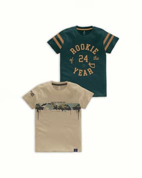codez Pack of 2 Typographic Print Crew-Neck T-Shirts-picture-3