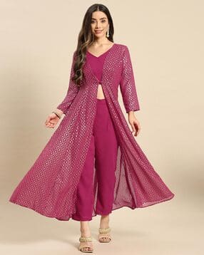 mabish by sonal jain Pants Suit Set with Printed Jacket-picture-19