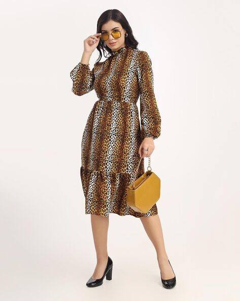 Animal Print Tiered Dress