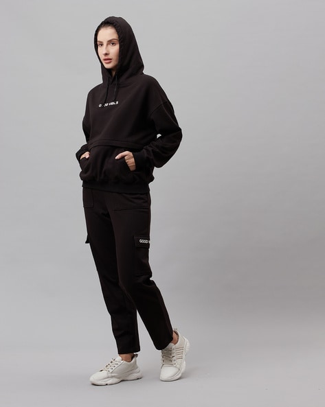 Buy NOTWILD Hoodie Trouser Set for Women  Winter Sweatshirt Track Pant  Combo Winter wear  Black at Amazonin