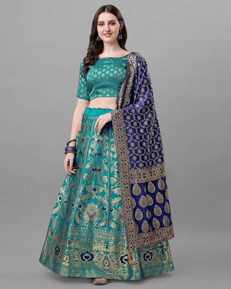 Purchase Designer Ruby Lehenga Choli & Golden Net Dupatta Set From Indian F  – Lady India