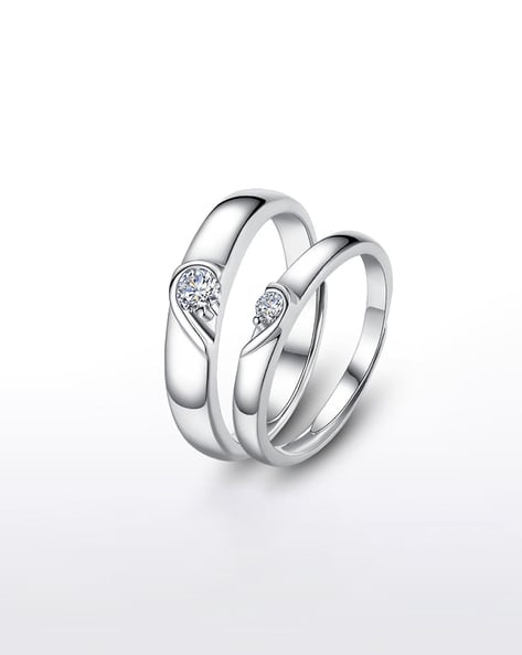 SILVERSHINE,silver plated winsome and withstand design with round pretty  diamond adjustable couple ring for men and women.