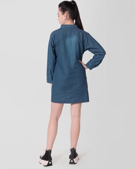 Denim Lustre Shirt Dress in Volcan Blue | 7 For All Mankind