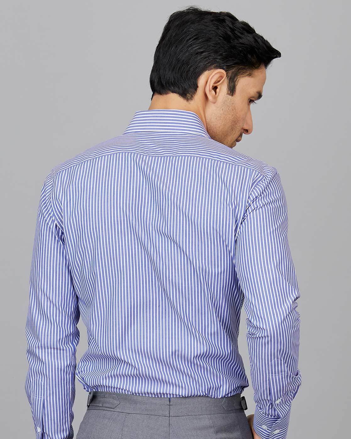 Buy Camessi Striped Shirt with Full-Sleeves | Blue & White Color