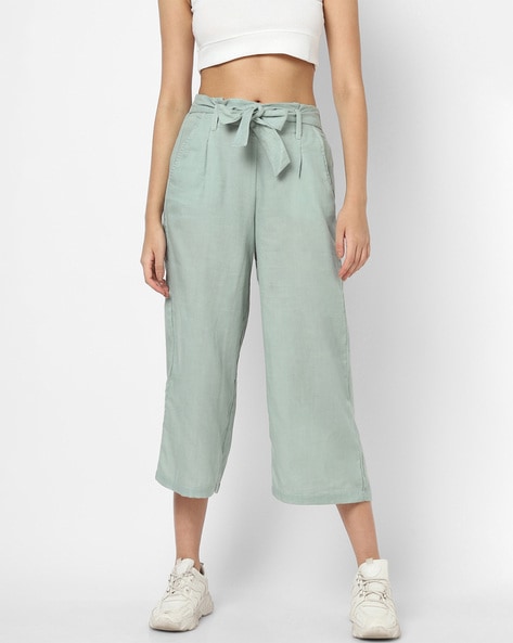 Cameo Rose Green Geometric Wide Leg Trousers | New Look